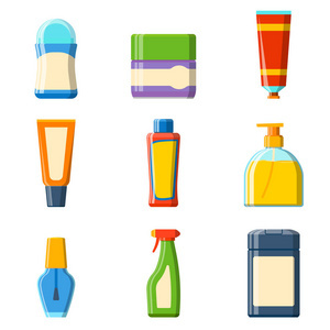 浴淋浴平面樣式圖與現代化衛浴設計 容器、塑料瓶與衛生材料的融合